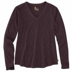 Carhartt Women's Relaxed Fit Midweight Long-Sleeve V-Neck T-Shirt